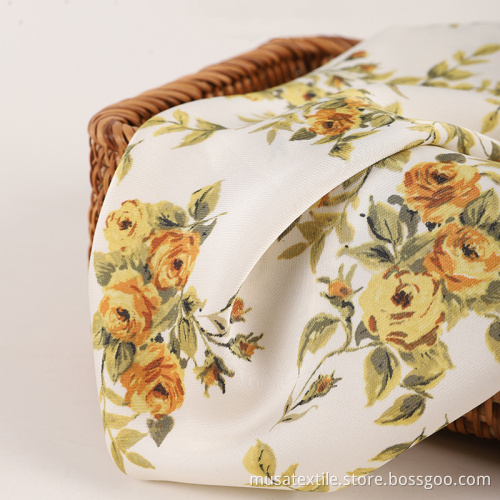 Flower Design Heavy Silk Satin Chiffon Print Fabric